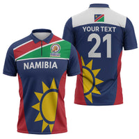 Custom Namibia Cricket Spirit 2026 Zipper Polo Shirt World T20 Edition - Wonder Print Shop