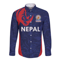Custom Nepal Cricket Spirit 2026 Long Sleeve Button Shirt World T20 Edition - Wonder Print Shop