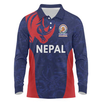 Custom Nepal Cricket Spirit 2026 Long Sleeve Polo Shirt World T20 Edition - Wonder Print Shop