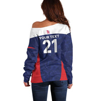 Custom Nepal Cricket Spirit 2026 Off Shoulder Sweater World T20 Edition - Wonder Print Shop