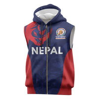 Custom Nepal Cricket Spirit 2026 Sleeveless Zip Hoodie World T20 Edition - Wonder Print Shop