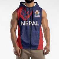 Custom Nepal Cricket Spirit 2026 Sleeveless Zip Hoodie World T20 Edition - Wonder Print Shop