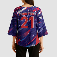 Custom United States Cricket Spirit 2026 Kimono Sleeve Blouse World T20 Edition - Wonder Print Shop