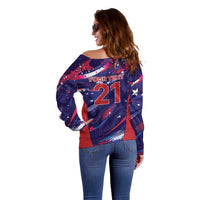 Custom United States Cricket Spirit 2026 Off Shoulder Sweater World T20 Edition - Wonder Print Shop