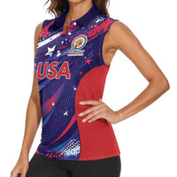 Custom United States Cricket Spirit 2026 Women Sleeveless Polo Shirt World T20 Edition - Wonder Print Shop
