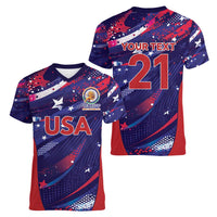 Custom United States Cricket Spirit 2026 Women V-Neck T-Shirt World T20 Edition - Wonder Print Shop