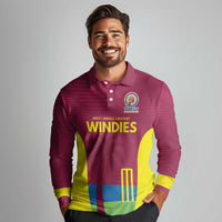 Custom West Indies Cricket Spirit 2026 Long Sleeve Polo Shirt World T20 Edition - Wonder Print Shop