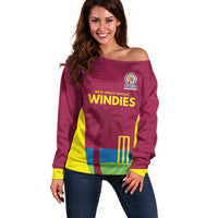Custom West Indies Cricket Spirit 2026 Off Shoulder Sweater World T20 Edition - Wonder Print Shop