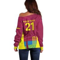 Custom West Indies Cricket Spirit 2026 Off Shoulder Sweater World T20 Edition - Wonder Print Shop