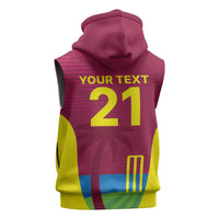 Custom West Indies Cricket Spirit 2026 Sleeveless Zip Hoodie World T20 Edition - Wonder Print Shop
