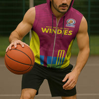 Custom West Indies Cricket Spirit 2026 Sleeveless Zip Hoodie World T20 Edition - Wonder Print Shop