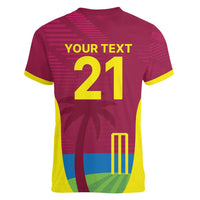 Custom West Indies Cricket Spirit 2026 Women V-Neck T-Shirt World T20 Edition - Wonder Print Shop