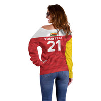 Custom Zimbabwe Cricket Spirit 2026 Off Shoulder Sweater World T20 Edition - Wonder Print Shop