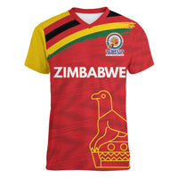 Custom Zimbabwe Cricket Spirit 2026 Women V-Neck T-Shirt World T20 Edition - Wonder Print Shop