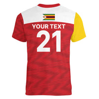 Custom Zimbabwe Cricket Spirit 2026 Women V-Neck T-Shirt World T20 Edition - Wonder Print Shop