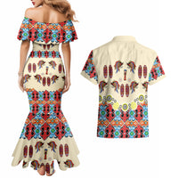 Papua Batik Motif Bird Of Paradise and Native Papuan Shield Couples Matching Mermaid Dress and Hawaiian Shirt LT9 - Wonder Print Shop