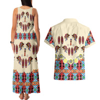 Papua Batik Motif Bird Of Paradise and Native Papuan Shield Couples Matching Tank Maxi Dress and Hawaiian Shirt LT9 - Wonder Print Shop