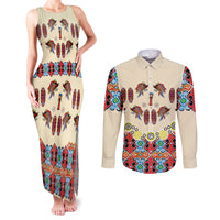 Papua Batik Motif Bird Of Paradise and Native Papuan Shield Couples Matching Tank Maxi Dress and Long Sleeve Button Shirt LT9 - Wonder Print Shop