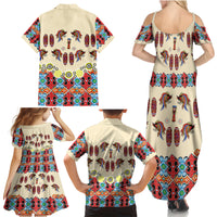 Papua Batik Motif Bird Of Paradise and Native Papuan Shield Family Matching Summer Maxi Dress and Hawaiian Shirt - Wonder Print Shop