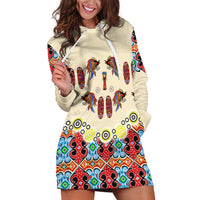 Papua Batik Motif Bird Of Paradise and Native Papuan Shield Hoodie Dress - Wonder Print Shop