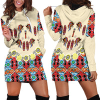 Papua Batik Motif Bird Of Paradise and Native Papuan Shield Hoodie Dress - Wonder Print Shop