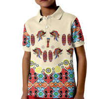 Papua Batik Motif Bird Of Paradise and Native Papuan Shield Kid Polo Shirt - Wonder Print Shop