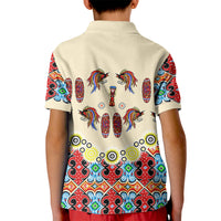 Papua Batik Motif Bird Of Paradise and Native Papuan Shield Kid Polo Shirt - Wonder Print Shop