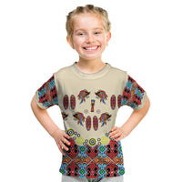 Papua Batik Motif Bird Of Paradise and Native Papuan Shield Kid T Shirt - Wonder Print Shop
