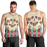 Papua Batik Motif Bird Of Paradise and Native Papuan Shield Men Tank Top - Wonder Print Shop
