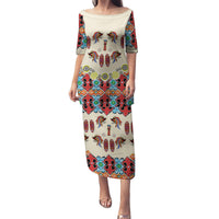 Papua Batik Motif Bird Of Paradise and Native Papuan Shield Puletasi - Wonder Print Shop