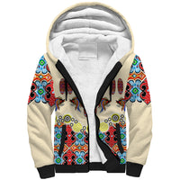 Papua Batik Motif Bird Of Paradise and Native Papuan Shield Sherpa Hoodie - Wonder Print Shop