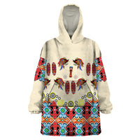 Papua Batik Motif Bird Of Paradise and Native Papuan Shield Wearable Blanket Hoodie - Wonder Print Shop