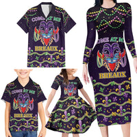 Come At Me Breaux Crawfish Beads Family Matching Long Sleeve Bodycon Dress and Hawaiian Shirt Mardi Gras Carnival LT9 - Wonder Print Shop