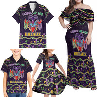 Come At Me Breaux Crawfish Beads Family Matching Off Shoulder Maxi Dress and Hawaiian Shirt Mardi Gras Carnival LT9 - Wonder Print Shop