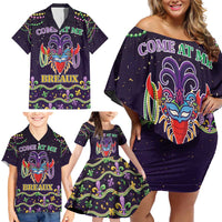 Come At Me Breaux Crawfish Beads Family Matching Off Shoulder Short Dress and Hawaiian Shirt Mardi Gras Carnival LT9 - Wonder Print Shop