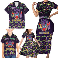 Come At Me Breaux Crawfish Beads Family Matching Short Sleeve Bodycon Dress and Hawaiian Shirt Mardi Gras Carnival - Wonder Print Shop