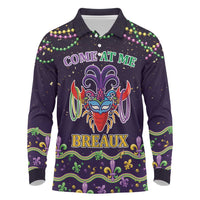 Come At Me Breaux Crawfish Beads Long Sleeve Polo Shirt Mardi Gras Carnival - Wonder Print Shop