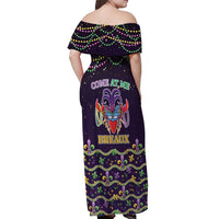 Come At Me Breaux Crawfish Beads Off Shoulder Maxi Dress Mardi Gras Carnival - Wonder Print Shop
