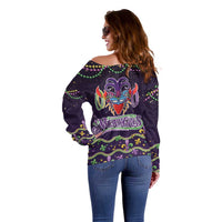 Come At Me Breaux Crawfish Beads Off Shoulder Sweater Mardi Gras Carnival - Wonder Print Shop