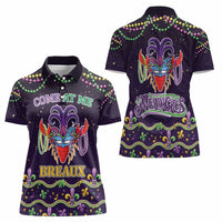 Come At Me Breaux Crawfish Beads Women Polo Shirt Mardi Gras Carnival - Wonder Print Shop