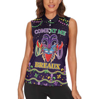 Come At Me Breaux Crawfish Beads Women Sleeveless Polo Shirt Mardi Gras Carnival - Wonder Print Shop