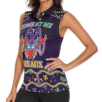 Come At Me Breaux Crawfish Beads Women Sleeveless Polo Shirt Mardi Gras Carnival - Wonder Print Shop