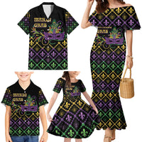 Mardi Gras Carnival Family Matching Mermaid Dress and Hawaiian Shirt Geometric Pattern Vintage LT9 - Wonder Print Shop