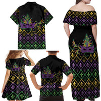 Mardi Gras Carnival Family Matching Off Shoulder Maxi Dress and Hawaiian Shirt Geometric Pattern Vintage LT9 - Wonder Print Shop