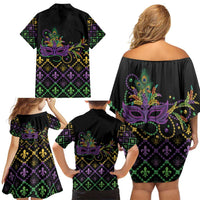 Mardi Gras Carnival Family Matching Off Shoulder Short Dress and Hawaiian Shirt Geometric Pattern Vintage LT9 - Wonder Print Shop