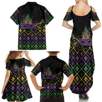 Mardi Gras Carnival Family Matching Summer Maxi Dress and Hawaiian Shirt Geometric Pattern Vintage - Wonder Print Shop