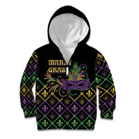 Mardi Gras Carnival Kid Hoodie Geometric Pattern Vintage - Wonder Print Shop