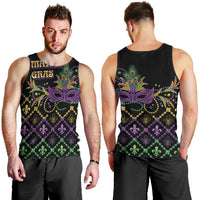 Mardi Gras Carnival Men Tank Top Geometric Pattern Vintage - Wonder Print Shop