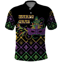 Mardi Gras Carnival Polo Shirt Geometric Pattern Vintage - Wonder Print Shop