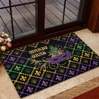 Mardi Gras Carnival Rubber Doormat Geometric Pattern Vintage - Wonder Print Shop